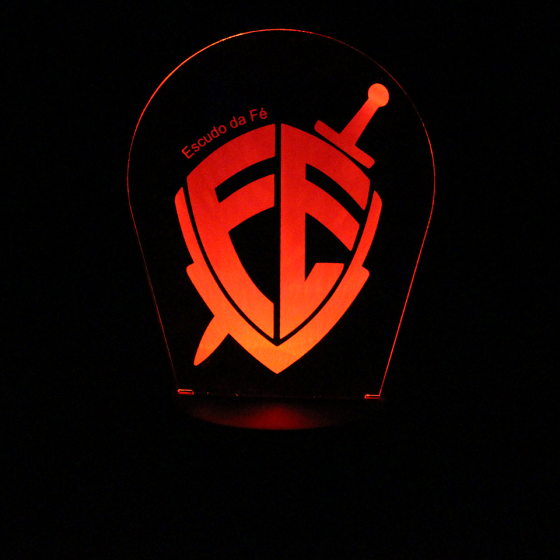 Luminária em Acrílico Sem Fio: Escudo da Fé - Luminárias - Diversos