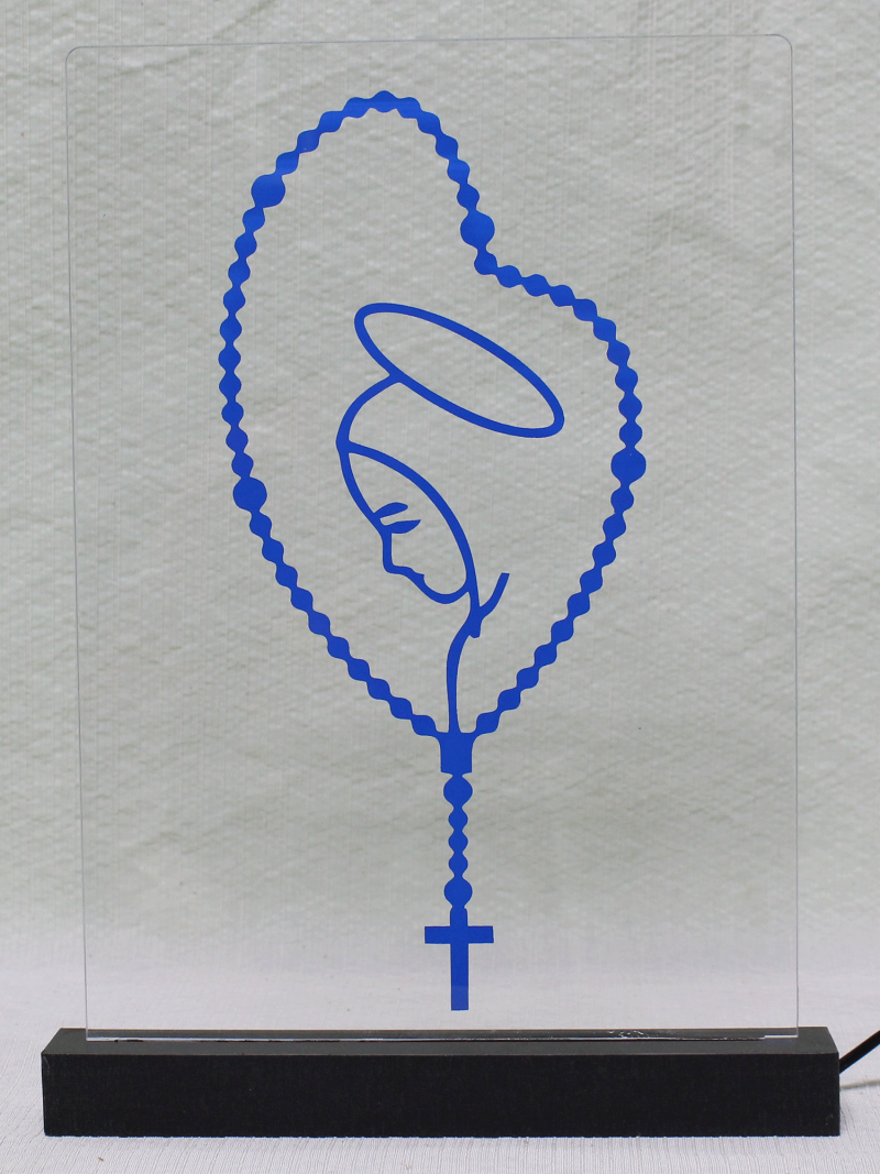 Luminária em Acrílico Com Fio: Terço Nossa Senhora