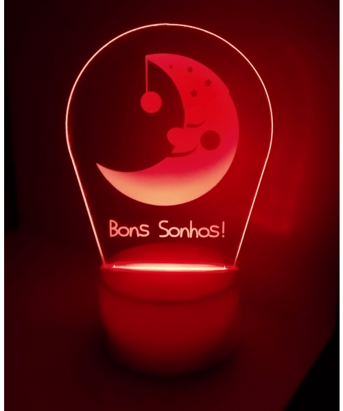 Luminária em Acrílico Sem Fio: Bons Sonhos