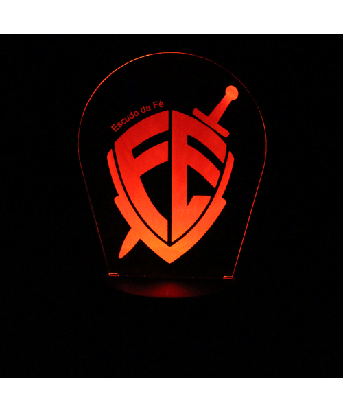 Luminária em Acrílico Sem Fio: Escudo da Fé